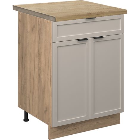 Meuble bas à tiroirs  Fame-Line, GrisBeige, 60 cm avec tiroir, PT Chêne, Vicco