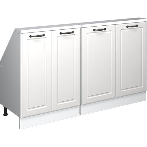 Küchenschrank für Dachschrägen R-Line, Weiß Landhaus/Weiß, 140 cm 2er Set, Vicco (1/5)