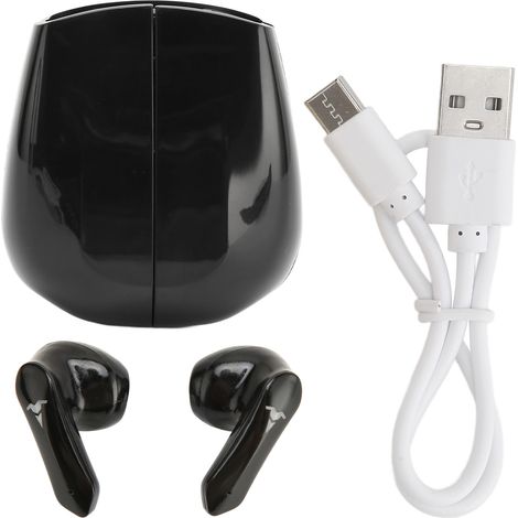 Écouteurs Bluetooth sans fil R06 5.2TWS stéréo avec réduction de bruit, écran tactile, faible latence, idéaux pour le jeu et le sport. Boîtier de charge sans fil, microphone intégré, basses profondes, (1/5)