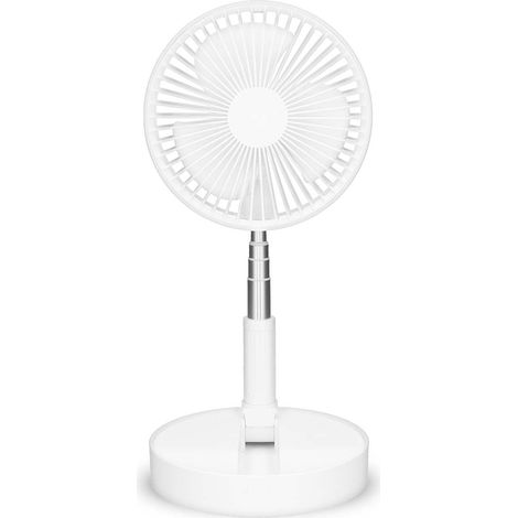 Ventilatore portatile ricaricabile, 20 cm, 4 modalità, bianco