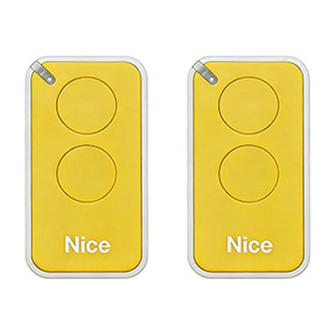 Lot de 2 télécommandes pour Nice INTI2B 433.92MHz, 2 canal, pour systèmes d'automatisation de portails et de garages, couleur jaune