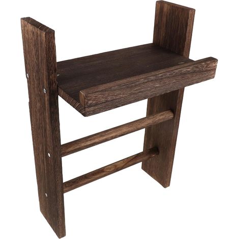 Porte-serviettes mural rustique en bois pour salle de bain, étagère en (1/5)