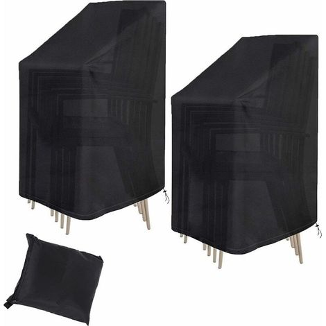 Housses de chaise de jardin (lot de 2) - Tissu Oxford 210D, imperméable, coupe-vent et indéchirable - pour chaises de patio extérieures - 75 x 75 x 120 cm (1/4)