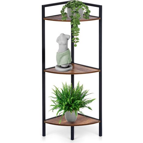 Mensola angolare in metallo nero 23,5x23,5x76 cm