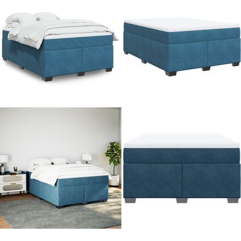 Boxspringbett mit Matratze Dunkelblau 140x200 cm Samt - Samtbett - Boxspringbett - Doppelbett - Bettauflage - Matratze - Home & Living (1/5)