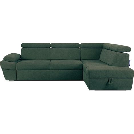 KONSIMO RATLO Ecksofa , Schlaffunktion, 4 /5 Sitzer, Bettkasten, Lederoptik, grün (1/5)