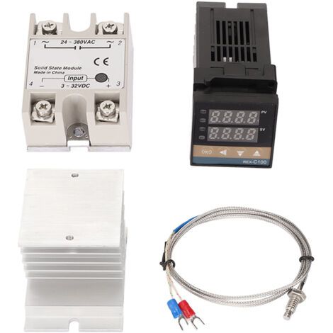Ensemble de contrôle de la température de la ferme 100 à 240V Thermostat de type K Thermocouple Thermocouple Relais et relais à semi-conducteurs 25A (1/5)