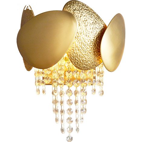 Mia – Kristall-Wandleuchte 35 cm Metall + Glas 2xG9 Gold (1/3)