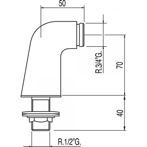 Codo Adaptador Baño CR 2UDS 134870 Tres (1/2)