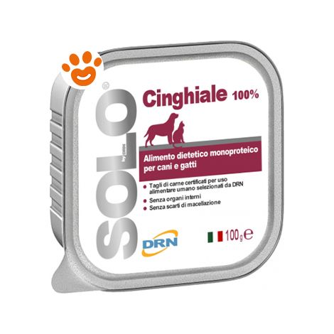 DRN Dog &amp Cat SOLO Cinghiale  - DRN Dog &amp Cat SOLO Cinghiale - Vaschetta Da 100 Gr