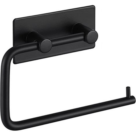 Porte Papier Toilette sans perçage Noir Mat, Support Papier WC Mural Autocollant, dérouleur en Acier Inoxydable, pour Rouleau Standard (1/5)
