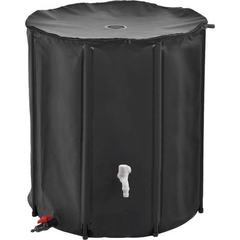 Réservoir souple, récupérateur d'eau de pluie pliable - 200 L - Noir - (1/4)