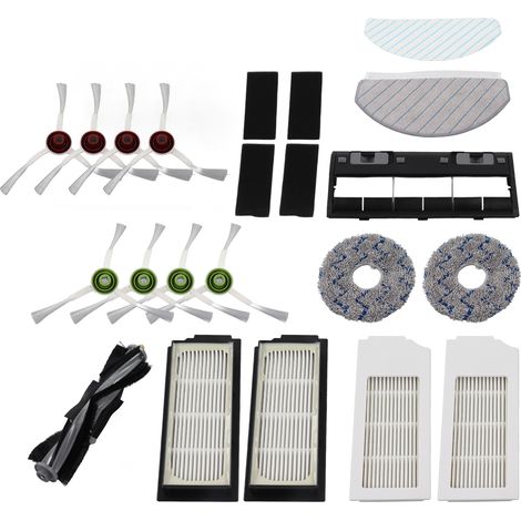 Kit d'accessoires pour robot nettoyeur T10 : brosse principale, brosse latérale, balai ondulé, lingette lavable et filtre (1/5)