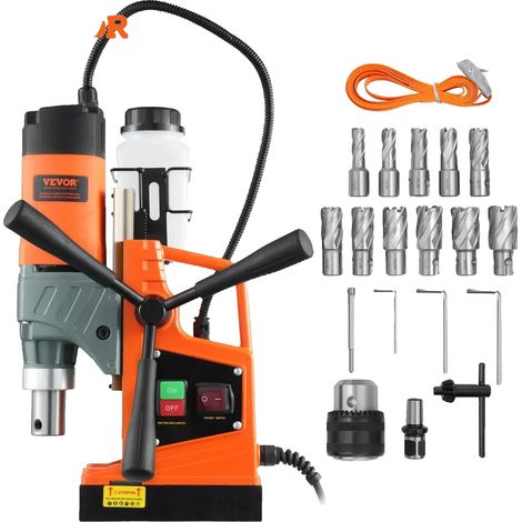 Perceuse Magnétique, Puissance de 1450W, Diamètre de Perçage Maximum de 40 mm, Profondeur de Carottage Maximum de 50 mm, Vitesse de Perçage de 850 RPM, Force de Maintien Magnétique de 12500 N (1/5)