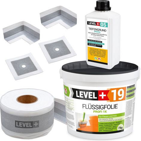 LEVEL+ Dichtset für Duschabdichtung Bad Dichtband Flüssigfolie 7kg SET507 (1/4)