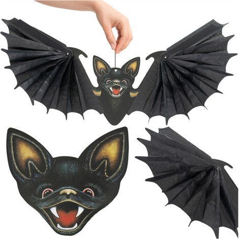 Hängende Fledermaus-Halloween-Dekoration, 60 cm, Schwarz