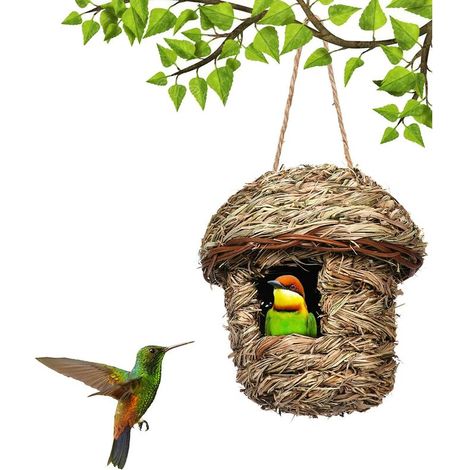 Nichoir et mangeoire, Jouet de Perroquet D'oiseau, Nid D'oiseau de Perroquet, Balançoire de Lit de Nid de Paille Tissée à la Main