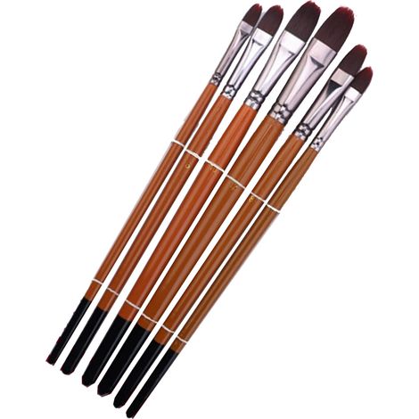 Set de 6 pinceaux à peinture nylon résistants, manche ergonomique, idéal pour portraits et illustrations, lot professionnel. (1/5)