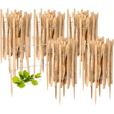 Garronda Cloture Jardin Exterieur à Planter en noisetier, clôture Jardin, clôture Bois, Bordure en Bois, ganivelle de Potager Exterieur GD-0156 Lot de 5 (Écart des Lattes: 3-5 cm, 60 cm x 5m) (1/5)
