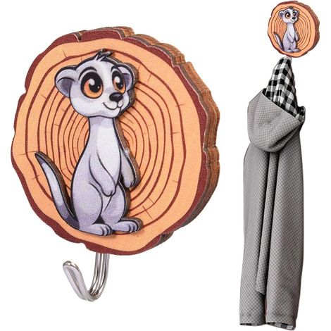 Petits crochets adhésifs , muraux amovibles , patères , porte-serviettes en forme d'animaux , bois ,