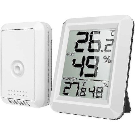 Thermomètre d'intérieur et d'extérieur, thermomètre intelligent avec capteur extérieur sans fil, thermomètre-hygromètre numérique avec grand (1/5)