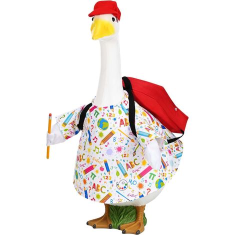Irovami Costume d'oie de porche pour statue de 58 cm (23 pouces) - Décoration extérieure pour cour, pelouse, patio, jardin, blanc (1/5)