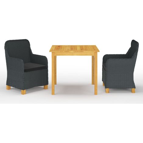 Set da pranzo da giardino per esterni 3 pezzi grigio scuro 020013632