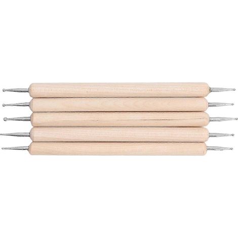 Lot de 5 stylets à double pointe pour le traçage et le pointillage, en acier inoxydable et hêtre, pour la peinture et la gravure. (1/2)