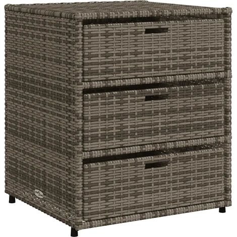 Armoire de rangement de jardin 55 x 59 x 69 cm design moderne avec 3 tiroirs pratique en résine tressée gris (1/5)