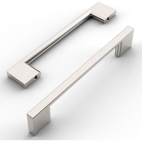 10 Pièces Poignee de Meuble Cuisine Acier Brossé 128mm Alliage de zinc Argent Poignées Meubles avec Vis, pour Bureaux, Tiroirs, Armoires, Placard (1/5)