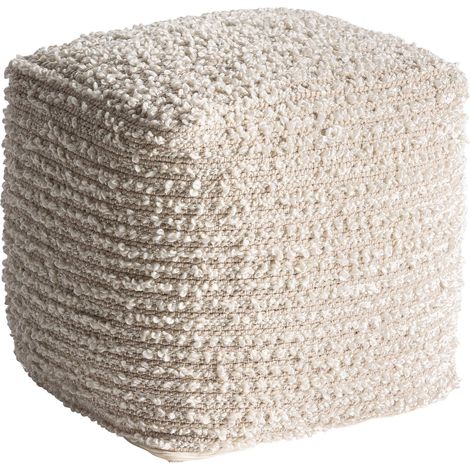 Puff gris style shabby chic élégance naturelle et sérénité - Gris clair effet tressé (1/3)