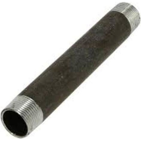 Virfollet – Raccord acier noir mâle 1" – Filetage plomberie 1" (26x34) – Longueur 200mm – Pour installations étanches