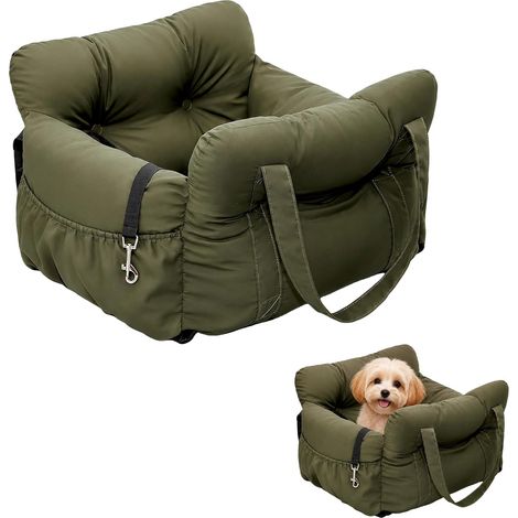 Dog Car Seat, Soothing Car Seat for Small Dogs, Foldable Dog Car Seat with Adjustable Fixing Straps and Storage Pouch, Suitable for Sedan and SUV (1/5)