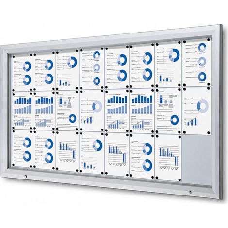 Bacheca da Esterno con Apertura a Ribalta 190,5x106,7x4,7 cm in Alluminio con Led Silver (1/5)