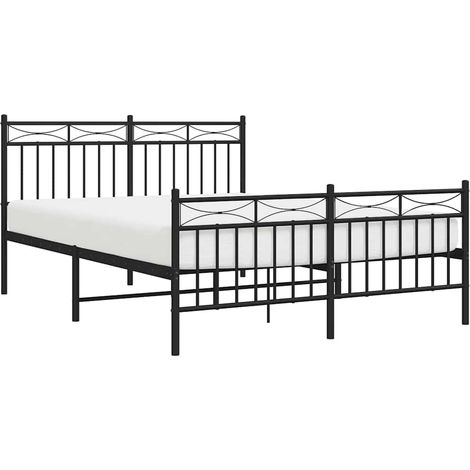 Estructura cama sin colchón con estribo metal negro 135x190 cm vidaXL (1/5)