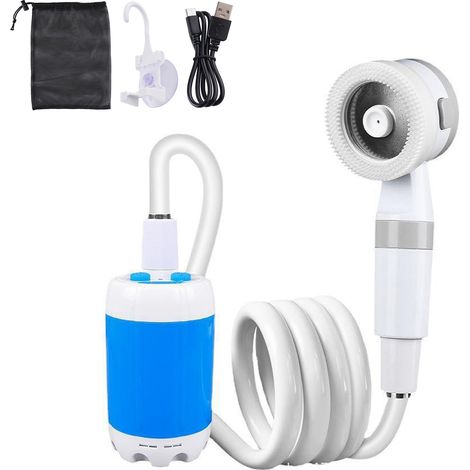 Tragbare Dusche mit USB-C-Anschluss, wiederaufladbar, 3 Sprühmodi mit Saugnapf (Netzbeutel inklusive) (1/5)