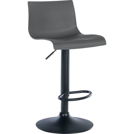 Taburete de bar x1 diseño sencillo con reposapiés de plástico gris patas de metal negro 100004550