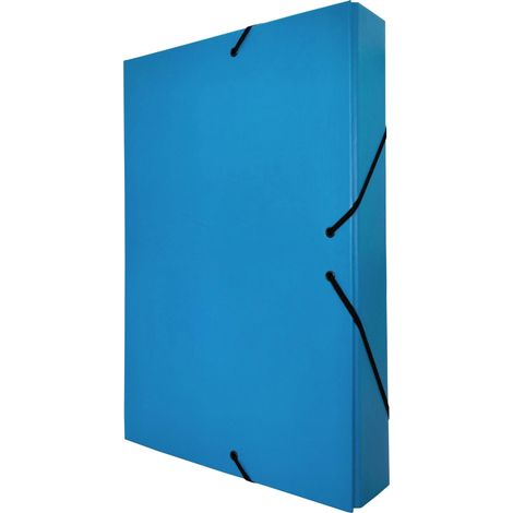 Chemise Cartonnée A4, Taille 34 x 24 cm, Épaisseur 5 cm, Pochette de Rangement pour Papiers Administratifs à Fermetures Élastiques, Boîte pour Archives (Dos de 5 cm, Bleu) (1/5)