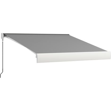 Gelenkarmmarkise 3m Elektrische Markise mit Handkurbel & Fernbedienung, Balkonmarkise Sonnenschutz aus Aluminium in Hellgrau 
On-Site