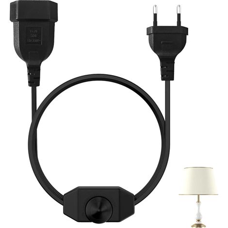 Rallonge Européenne avec Dimmer 100 cm pour Lampes LED et Halogènes, Interrupteur d’Atténuation Silencieux, Compatible avec des Ampoules jusqu’à 100W (220-250V), pour Éclairage Décoratif dans Maison (1/5)