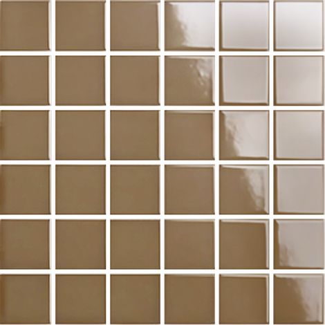 Mosaïque de grès cérame PICCOLO VELVET 5x5cm (finition brillante) -  Bronze brown - -  429 - Bronze brown - boîte de 0.93 m2