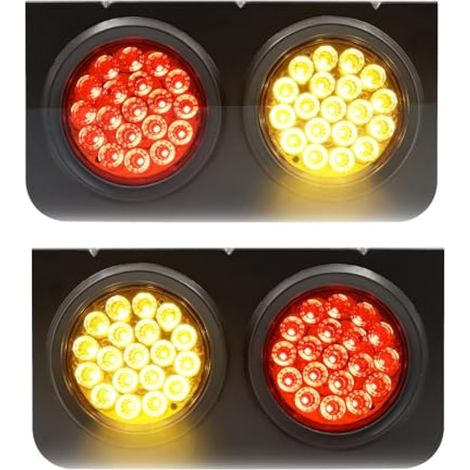 Biqing 2PCS LED Kit de Feux de Remorque Arrière avec Base de Support en Fer,24V Feux de Frein Remorque Rond Feux Arrières LED pour Camion RV Caravane Fourgonnettes (Deux cercles) (1/5)