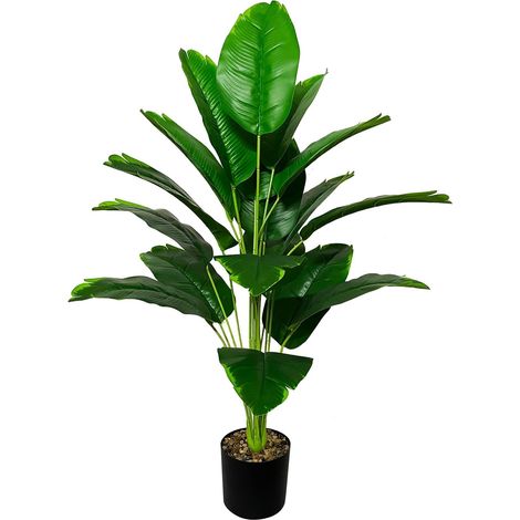 Grandes Plantes Artificielles Interieur Extérieur en Pot Fausse Plante Verte Décoration avec Faux Branches pour Maison Chambre Salon Balcon Cour Jardin Bureau (80cm Banane Vert) (1/5)