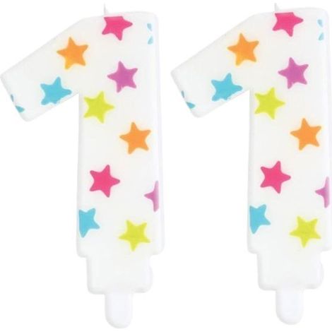 2 bougies d'anniversaire chiffre 1