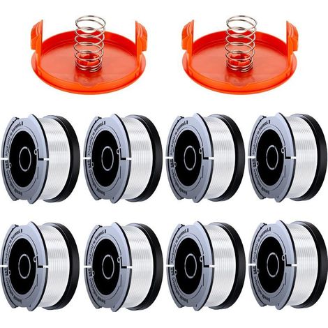 10 Pack Bobine Fil Coupe Bordure Compatible avec Black et Decker Coupe Bordures, A6481 A6485 1.65mm Bobine de Fil Debroussailleuse(8 Fil Coupe Bordure,2 Couvercle,2 Ressort) (1/5)