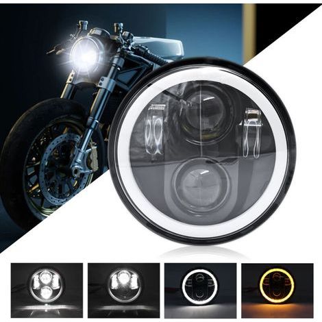 Phare LED Moto 5,75 Pouces avec Feu Haut/Bas, Clignotants DRL et Feu de Position Circulaire – Compatible Universel (1/5)