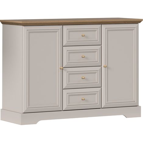Buffet 2 ante 4 cassetti Dulci cashmere e marrone 91,5cm