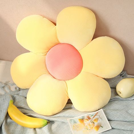 Coussin en forme de fleur - coussin d'assise - coussins décoratifs - coussin décoratif - coussin d'assise - 50 cm - jaune et rose (1/5)