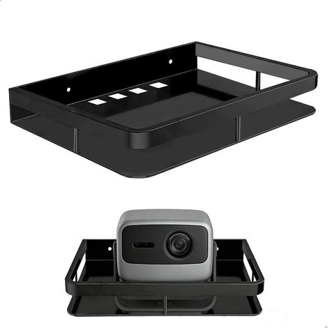 Supporto Proiettore, Supporto Proiettore a Soffitto Con Ringhiera Rialzata e Vite Set, Metallico Support Videoprojecteur per TV Box, Router, Ricevitore, Lettore DVD, Accessori TV (Nero) (1/5)