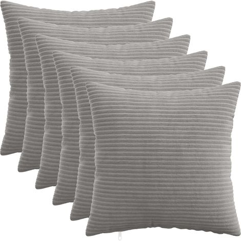Cushion Cover 6 pcs HEERLEN Light Grey 50 x 50 cm Corduroy vidaXL